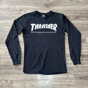 Thrasher Skateboard Magazine Long Sleeve T-Shirt Mens S San Francisco Black Y2K
